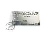 Vw Beetle Bug Id Plate Tag 1960 & Up. Fixed Price $59.99.