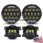 7 Inch Round Led Headlights 4" Fog Driving Lamp Combo Kit Fit For Jeep Jk. Fixed Price $102.99.