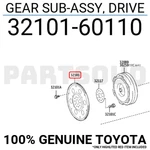 3210160110 Genuine Toyota Gear Sub-assy, Drive 32101-60110. Fixed Price $167.12.