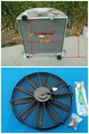 Row Full Aluminum Radiator + Fan Ford Chopped Chevy Engine 1932. Fixed Price $152.00.