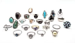 Vintage Sterling Silver Ring Lot Turquoise Southwest Mixed Sizes 124G. Fixed Price $389.99.