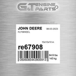 RE67908 Flywheel Fits John Deere (surplus Open Box). Fixed Price $1623.76.