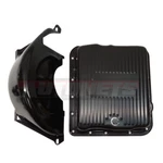 Black Auto Transmission Pan & Flexplate Flywheel Dust Cover For Gm 700R4 4L60E. Fixed Price $89.99.