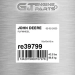 RE39799 Flywheel Fits John Deere (surplus Open Box). Fixed Price $921.07.